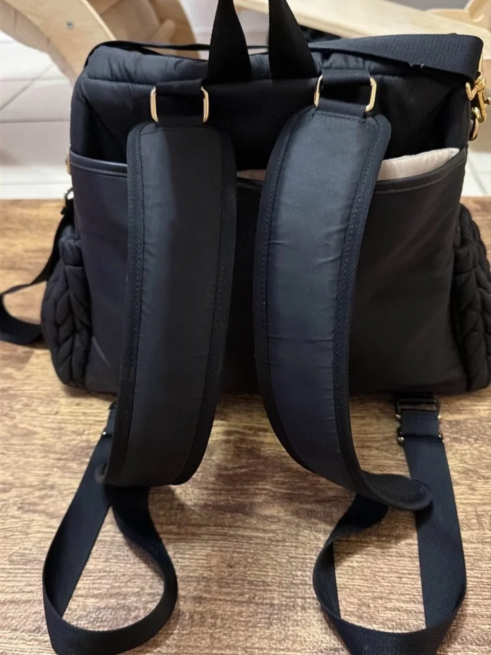 Happ- Levy Quilted Black Backpack Diaper Bag